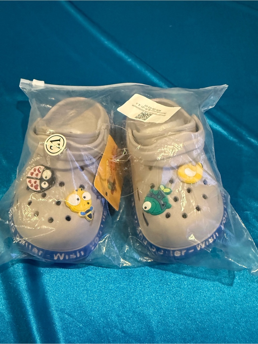 Kids Light Gray Slip-On Sandals with Sea Creature Charms